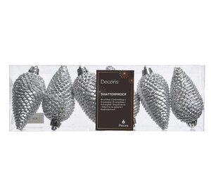 Decoris Dennenappel polystyreen - zilver - Ø 4,5 cm - afbeelding 1