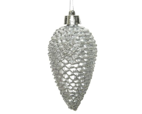 Decoris Dennenappel polystyreen - zilver - Ø 4,5 cm - afbeelding 2