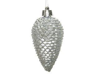 Decoris Dennenappel polystyreen - zilver - Ø 4,5 cm - afbeelding 2