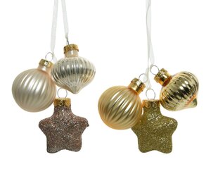 Decoris figuur glas parel/goud – lengte 3,5 cm, breedte 4 cm, hoogte 11,5 cm - afbeelding 1