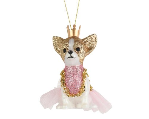 Decoris Hond polystyreen - roze/goud - 6,2 × 3,8 × 10,6 cm - afbeelding 1