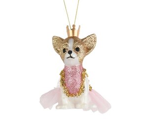 Decoris Hond polystyreen - roze/goud - 6,2 × 3,8 × 10,6 cm - afbeelding 1