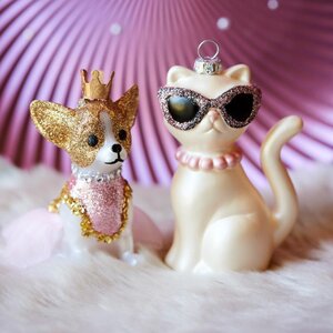 Decoris Hond polystyreen - roze/goud - 6,2 × 3,8 × 10,6 cm - afbeelding 2
