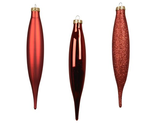Decoris Ijspegel glas - kerstrood - Ø 2,5 cm - afbeelding 3