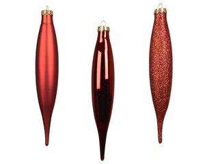 Decoris Ijspegel glas - kerstrood - Ø 2,5 cm - afbeelding 3