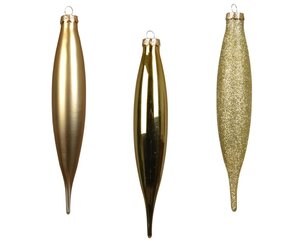 Decoris Ijspegel glas - licht goud - Ø 2,5 cm - afbeelding 2