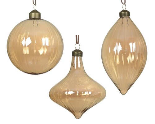 Decoris Kerstbal glas - amber - Ø 10 cm