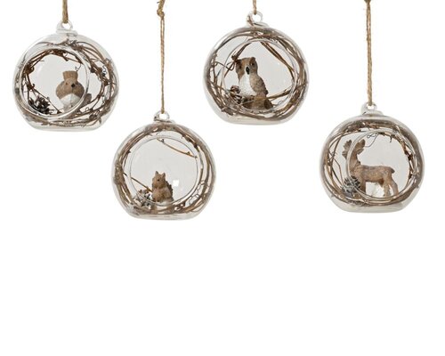 Decoris glazen kerstbal bruin – diameter 8 cm, hoogte 8,5 cm