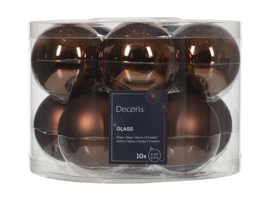 Decoris Kerstbal glas - espresso - Ø 6 cm - afbeelding 1