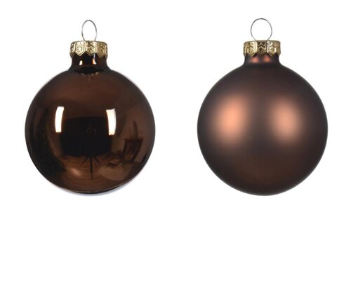 Decoris Kerstbal glas - espresso - Ø 6 cm - afbeelding 2