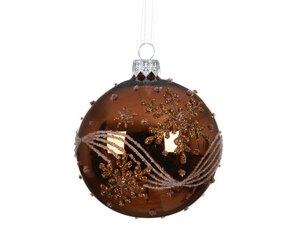 Decoris Kerstbal glas - espresso - Ø 8 cm