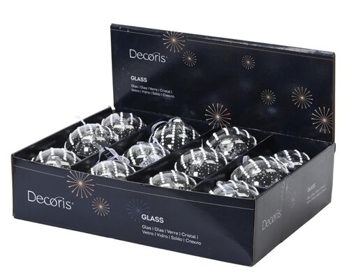 Decoris Kerstbal glas - helder - Ø 8 cm - afbeelding 2