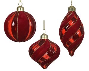Decoris Kerstbal glas - kerstrood - Ø 8 cm - afbeelding 1