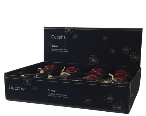 Decoris Kerstbal glas - kerstrood - Ø 8 cm - afbeelding 2