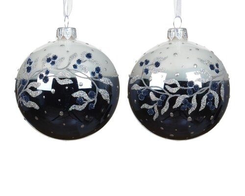 Decoris Kerstbal glas - nachtblauw - Ø 8 cm