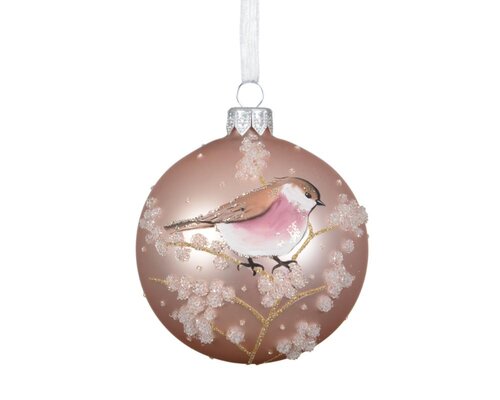 Decoris Kerstbal glas - poederroze - Ø 8 cm