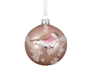 Decoris Kerstbal glas - poederroze - Ø 8 cm