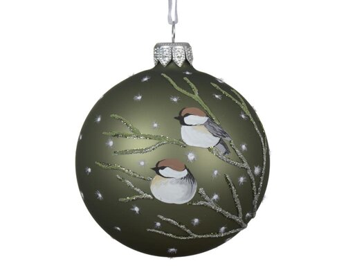 Decoris Kerstbal glas - rosemarijn - Ø 8 cm