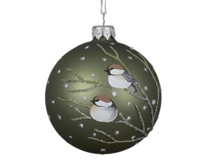 Decoris Kerstbal glas - rosemarijn - Ø 8 cm