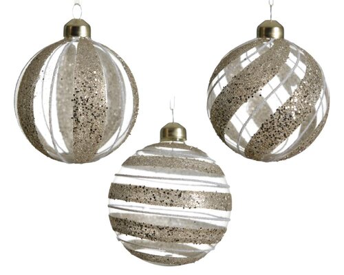 Decoris Kerstbal glas - transparant - Ø 8 cm - afbeelding 1