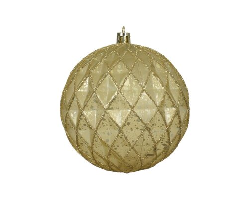 Decoris Kerstbal kunststof - antiek goud - Ø 10 cm - afbeelding 1