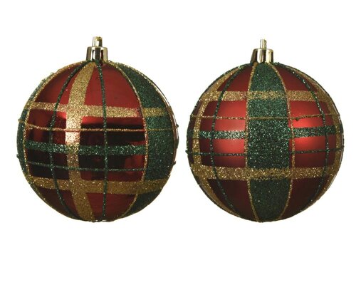 Decoris Kerstbal kunststof - kerstrood - Ø 8 cm - afbeelding 1