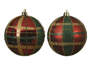 Decoris Kerstbal kunststof - kerstrood - Ø 8 cm - afbeelding 1