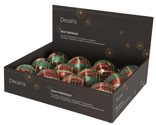 Decoris Kerstbal kunststof - kerstrood - Ø 8 cm - afbeelding 9