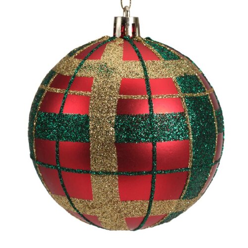 Decoris Kerstbal kunststof - kerstrood - Ø 8 cm - afbeelding 3