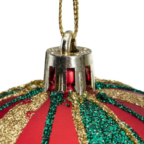 Decoris Kerstbal kunststof - kerstrood - Ø 8 cm - afbeelding 4