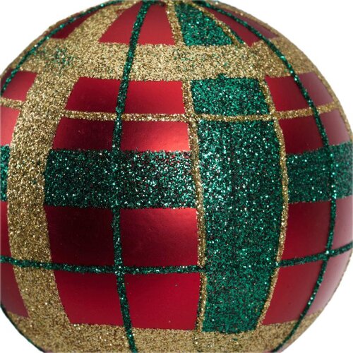 Decoris Kerstbal kunststof - kerstrood - Ø 8 cm - afbeelding 5
