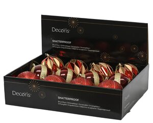 Decoris Kerstbal kunststof - rood/goud - Ø 10 cm - afbeelding 2