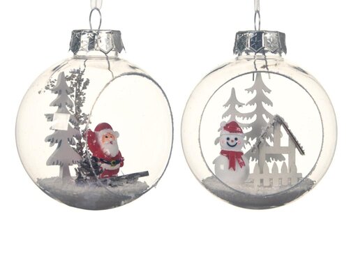 Decoris Kerstbal kunststof - transparant - Ø 8 cm - afbeelding 1