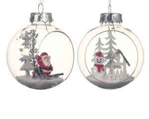 Decoris Kerstbal kunststof - transparant - Ø 8 cm - afbeelding 1