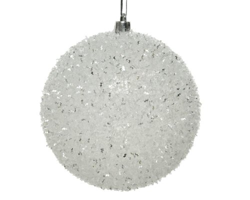 Decoris Kerstbal kunststof - winterwit transparant - Ø 10 cm - afbeelding 1