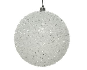 Decoris Kerstbal kunststof - winterwit transparant - Ø 10 cm - afbeelding 1
