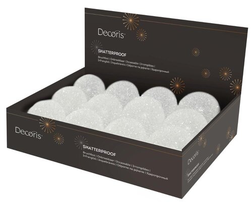 Decoris Kerstbal kunststof - winterwit transparant - Ø 10 cm - afbeelding 5