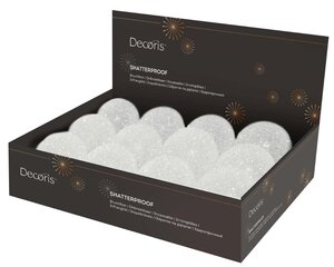Decoris Kerstbal kunststof - winterwit transparant - Ø 10 cm - afbeelding 5
