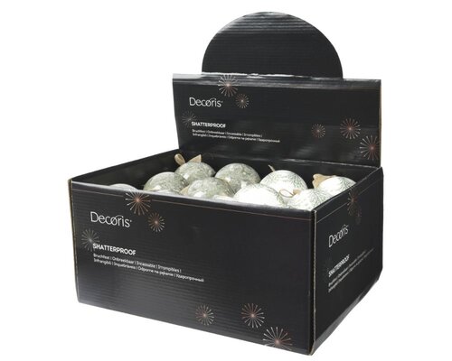 Decoris Kerstbal polyfoam bow - wit/groen - 8 × 8 × 9,3 cm - afbeelding 2