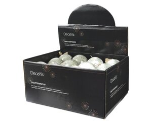 Decoris Kerstbal polyfoam bow - wit/groen - 8 × 8 × 9,3 cm - afbeelding 2
