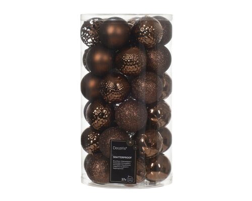 Decoris Kerstbal polystyreen - espresso - Ø 6 cm - afbeelding 1