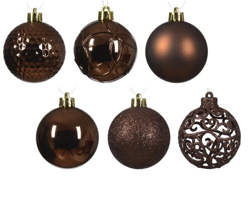 Decoris Kerstbal polystyreen - espresso - Ø 6 cm - afbeelding 2