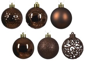 Decoris Kerstbal polystyreen - espresso - Ø 6 cm - afbeelding 2