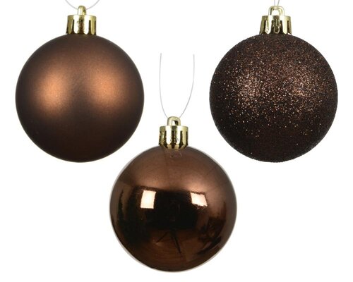 Decoris Kerstbal polystyreen - espresso - Ø 6 cm - afbeelding 2