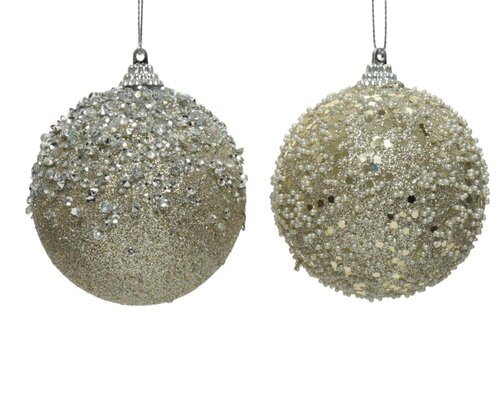 Decoris Kerstbal schuim - champagne - Ø 8 cm - afbeelding 1