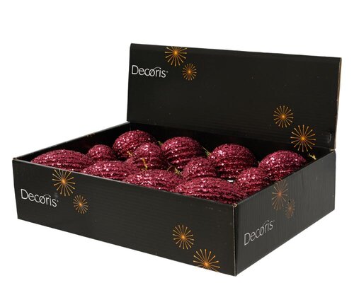 Decoris Kerstbal schuim - donker roze - Ø 8 cm - afbeelding 2