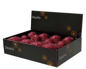 Decoris Kerstbal schuim - donker roze - Ø 8 cm - afbeelding 2