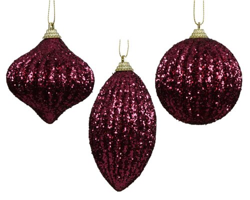 Decoris Kerstbal schuim - donker roze - Ø 8 cm - afbeelding 1