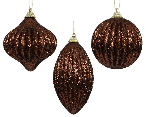 Decoris Kerstbal schuim - espresso - Ø 8 cm - afbeelding 1
