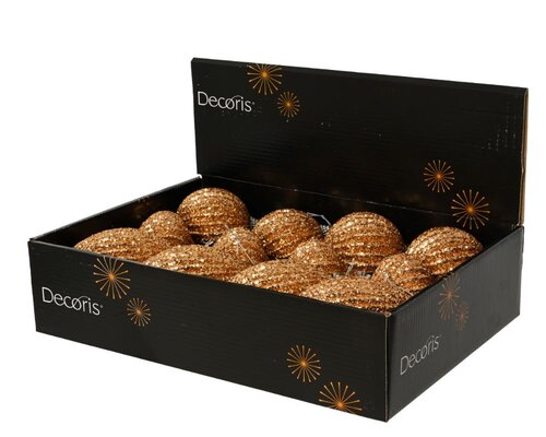 Decoris Kerstbal schuim - karamel bruin - Ø 8 cm - afbeelding 2